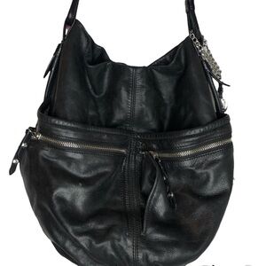Olivia Harris Black Leather Hobo Bag